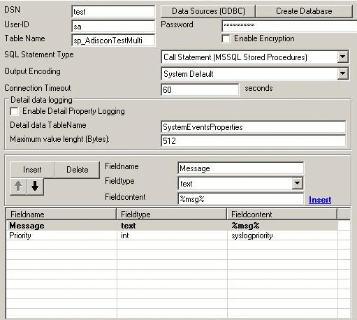 Using stored procedures with WinSyslog, MonitorWare Agent and EventReporter